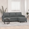 Canapé à 3 places avec repose-pieds Gris foncé 180 cm Tissu 