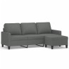 Canapé à 3 places avec repose-pieds Gris foncé 180 cm Tissu 