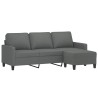 Canapé à 3 places avec repose-pieds Gris foncé 180 cm Tissu 