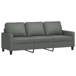 Canapé à 3 places avec repose-pieds Gris foncé 180 cm Tissu 