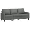 Canapé à 3 places avec repose-pieds Gris foncé 180 cm Tissu 