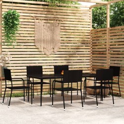 Ensemble à manger de jardin 7 pcs Noir 