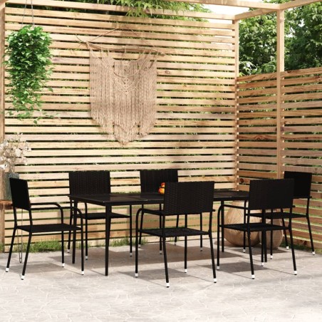 Ensemble à manger de jardin 7 pcs Noir 