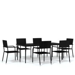 Ensemble à manger de jardin 7 pcs Noir 