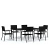 Ensemble à manger de jardin 7 pcs Noir 