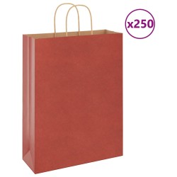 Sacs en papier 250 pcs avec poignées rouge 32x12x42 cm 