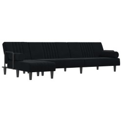 Canapé-lit en forme de L noir 260x140x70 cm velours 