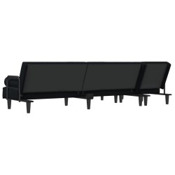 Canapé-lit en forme de L noir 260x140x70 cm velours 