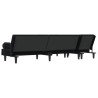Canapé-lit en forme de L noir 260x140x70 cm velours 