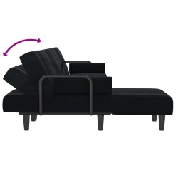 Canapé-lit en forme de L noir 260x140x70 cm velours 