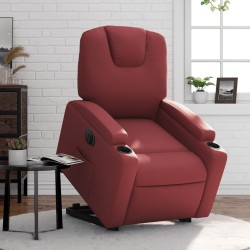 Fauteuil inclinable électrique rouge bordeaux similicuir 