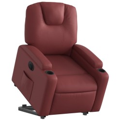 Fauteuil inclinable électrique rouge bordeaux similicuir 