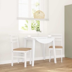 Chaises à manger coussins 2 pcs blanc bois massif caoutchouc 