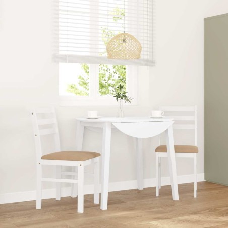 Chaises à manger coussins 2 pcs blanc bois massif caoutchouc 