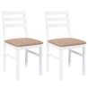 Chaises à manger coussins 2 pcs blanc bois massif caoutchouc 