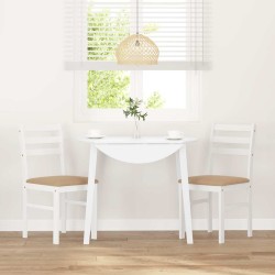 Chaises à manger coussins 2 pcs blanc bois massif caoutchouc 