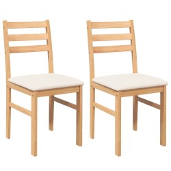 Chaises à manger coussins 2 pcs bois massif caoutchouc 