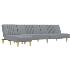 Canapé-lit en forme de L gris clair 255x140x70 cm tissu 