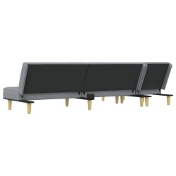 Canapé-lit en forme de L gris clair 255x140x70 cm tissu 