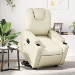 Fauteuil inclinable électrique crème similicuir 