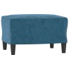 Canapé à 3 places avec repose-pieds Bleu 180 cm Velours 