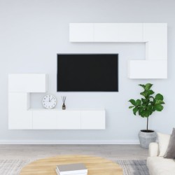 Meuble TV mural Blanc Bois d'ingénierie 