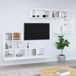 Meuble TV mural Blanc Bois d'ingénierie 