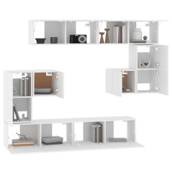 Meuble TV mural Blanc Bois d'ingénierie 