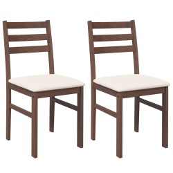 Chaises à manger coussins 2 pcs marron bois massif caoutchouc 