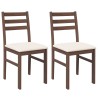 Chaises à manger coussins 2 pcs marron bois massif caoutchouc 