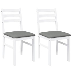 Chaises à manger coussins 2 pcs blanc bois massif caoutchouc 