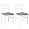 Chaises à manger coussins 2 pcs blanc bois massif caoutchouc 
