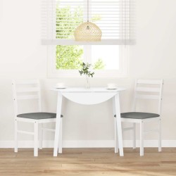 Chaises à manger coussins 2 pcs blanc bois massif caoutchouc 