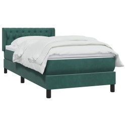Sommier à lattes de lit et matelas vert foncé 90x220 cm velours 