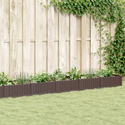 Jardinière avec piquets marron 362,5x42,5x28,5 cm PP 