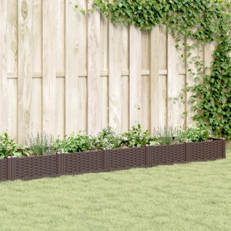 Jardinière avec piquets marron 362,5x42,5x28,5 cm PP 