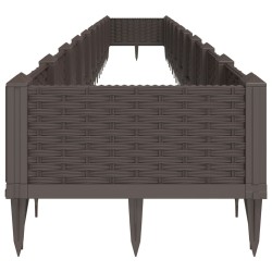 Jardinière avec piquets marron 362,5x42,5x28,5 cm PP 