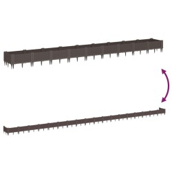 Jardinière avec piquets marron 362,5x42,5x28,5 cm PP 