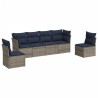 Salon de jardin 6 pcs avec coussins gris résine tressée 