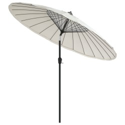 Parasol d'extérieur et mât avec aluminium 270 cm Blanc sable 