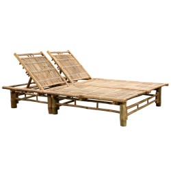 Chaise longue pour 2 personnes avec coussins Bambou 