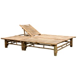 Chaise longue pour 2 personnes avec coussins Bambou 