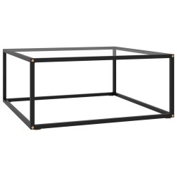 Table basse Noir avec verre trempé 80x80x35 cm 