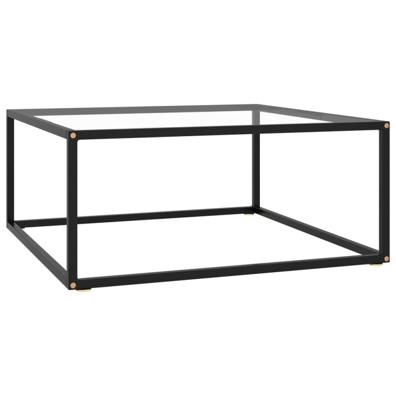 Table basse Noir avec verre trempé 80x80x35 cm 