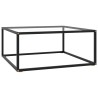 Table basse Noir avec verre trempé 80x80x35 cm 