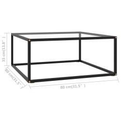 Table basse Noir avec verre trempé 80x80x35 cm 