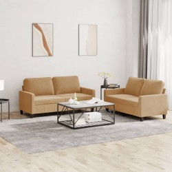 Ensemble de canapés 2 pcs avec coussins Marron Velours 