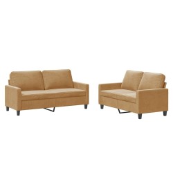 Ensemble de canapés 2 pcs avec coussins Marron Velours 