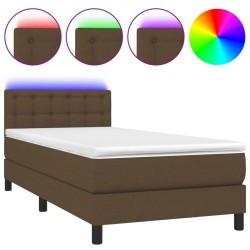 Sommier à lattes de lit et matelas et LED Marron foncé 80x200cm 