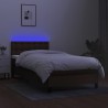 Sommier à lattes de lit et matelas et LED Marron foncé 80x200cm 